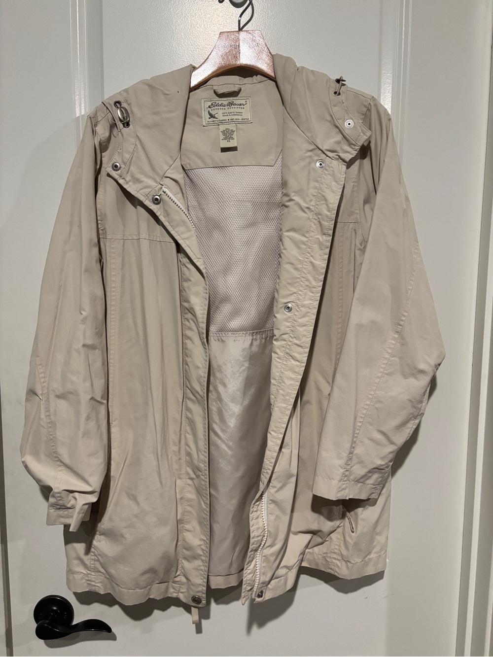 Eddie Bauer Cream Beige Hooded Lightweight Jacket Women's XS Great Condition